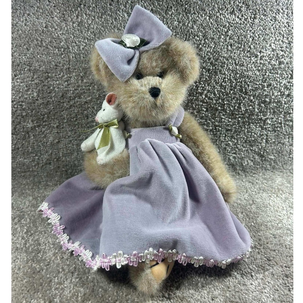 Bearington Collection Teddy Bear Lavender Purple Velvet Dress Plush Mouse 12in